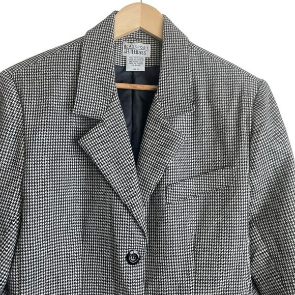 Vintage Bill Blass Women Tweed Jacket 10 Houndstooth Career Professional‎ Blazer - Picture 5 of 10